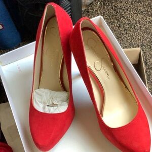 Red Suede Pumps